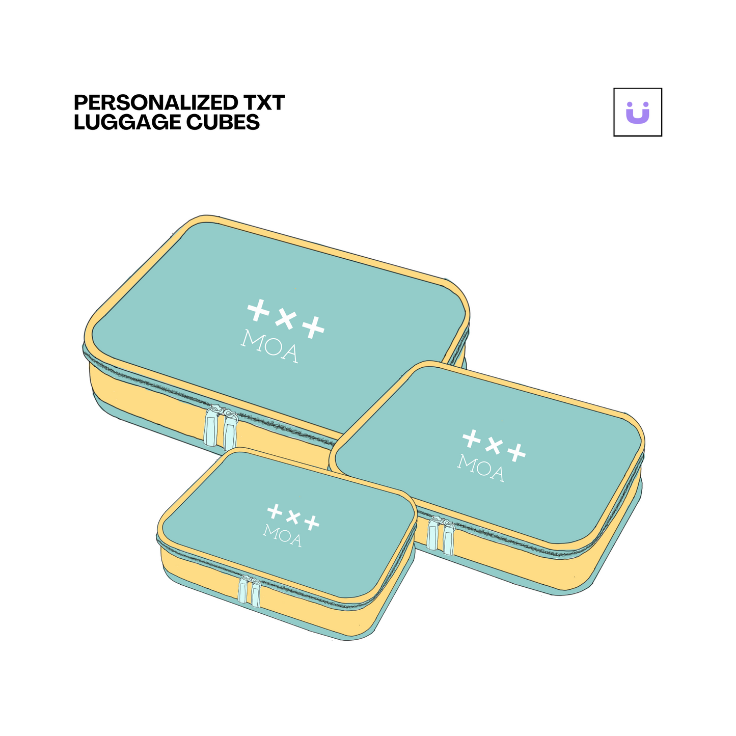 PERSONALIZED TXT LOGO LUGGAGE CUBE SET