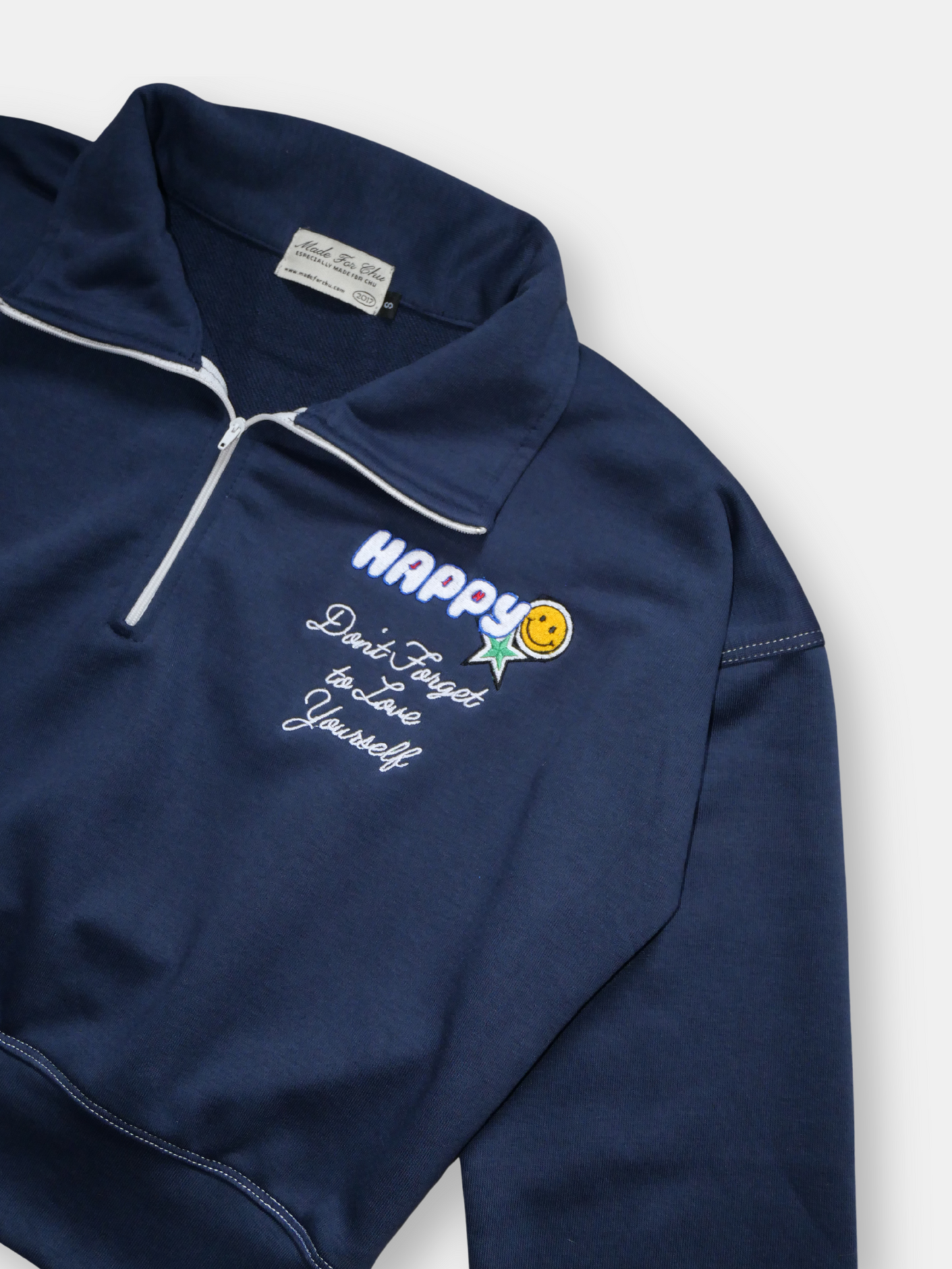 ONHAND: HAPPY HALF ZIP SWEATSHIRT