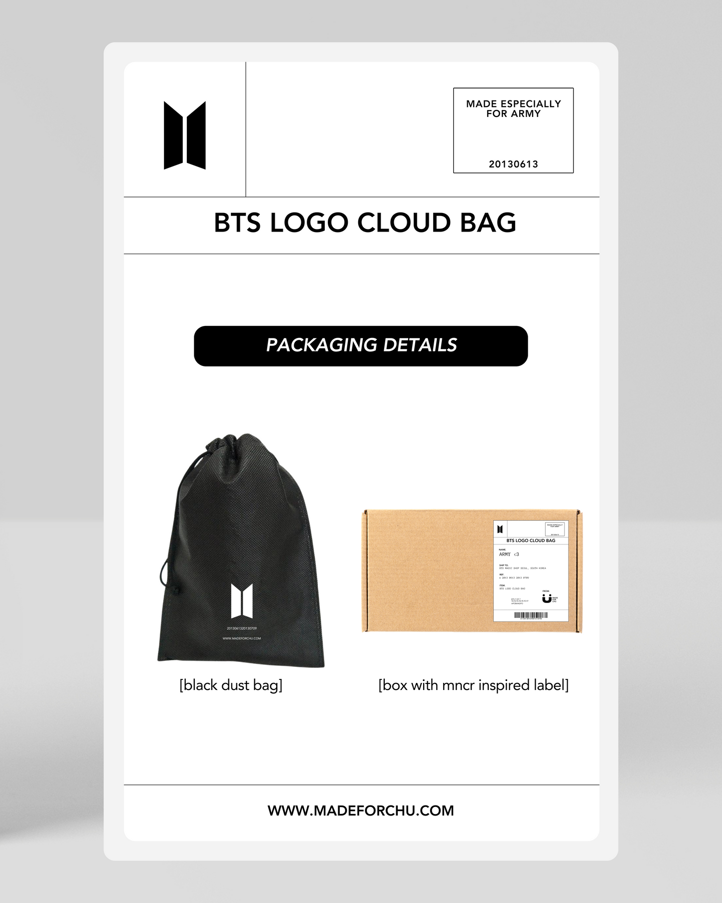 BTS LOGO CLOUD BAG - BLACK (NEW DESIGN)