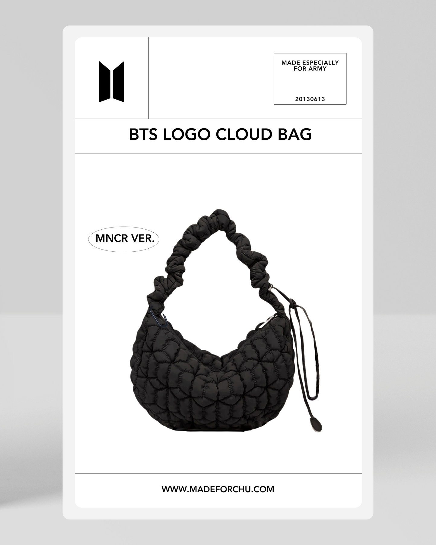BTS LOGO CLOUD BAG - BLACK (NEW DESIGN)
