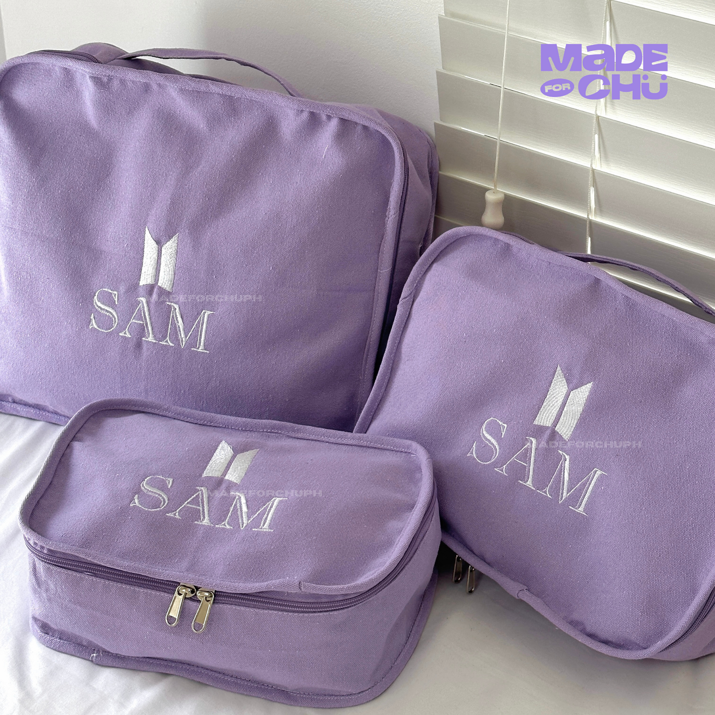 PERSONALIZED BTS LOGO LUGGAGE CUBE SET - LILAC