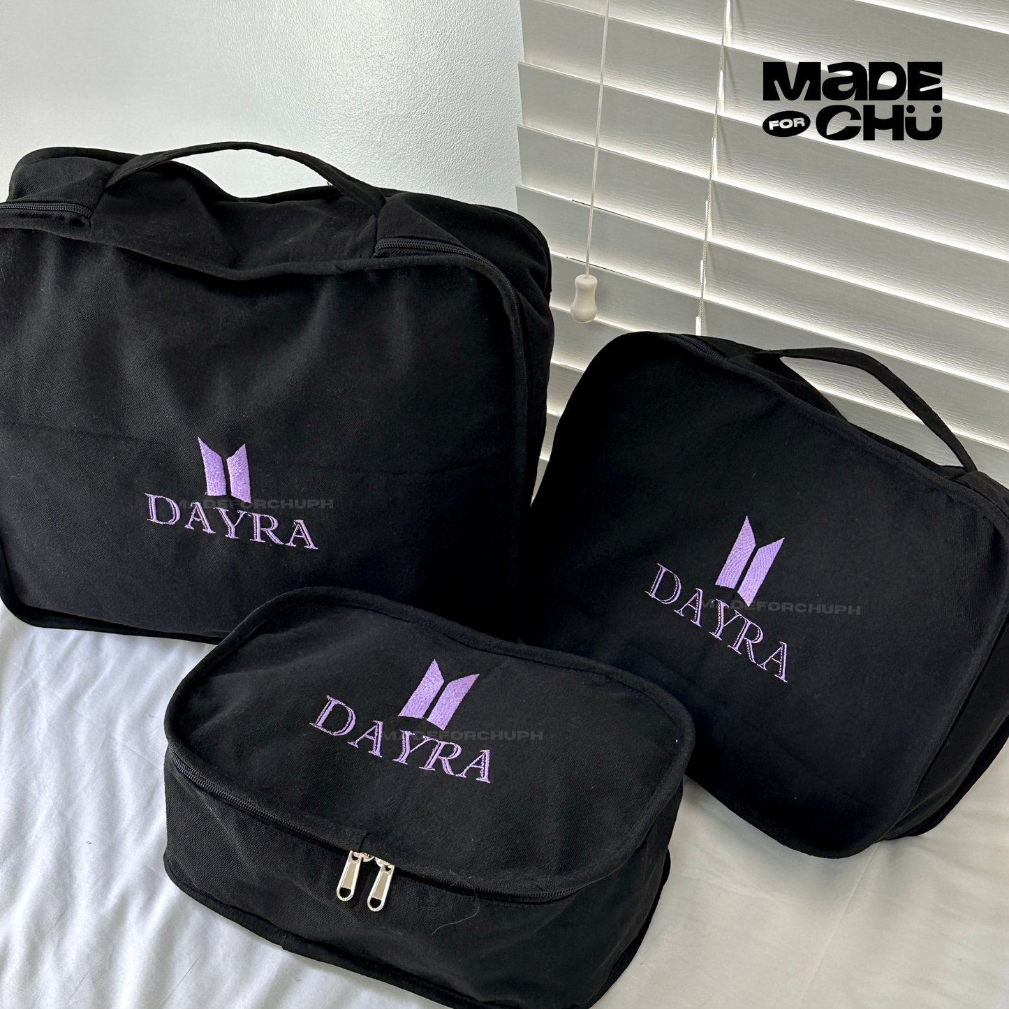 PERSONALIZED BTS LOGO LUGGAGE CUBE SET - BLACK