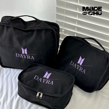 PERSONALIZED BTS LOGO LUGGAGE CUBE SET - BLACK
