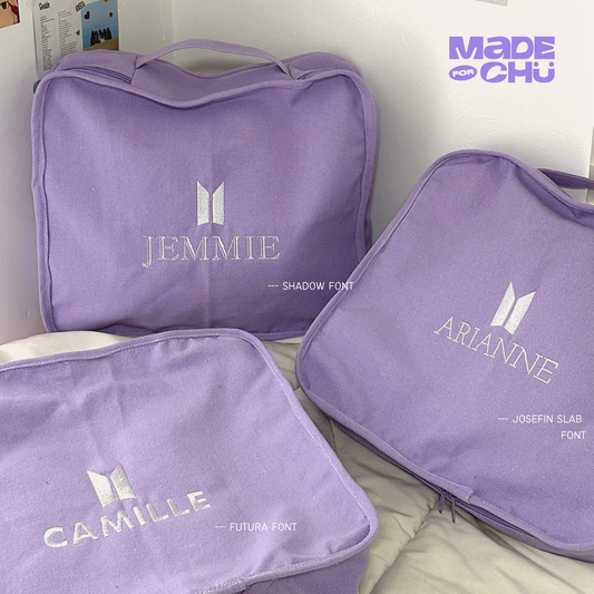 PERSONALIZED BTS LOGO LUGGAGE CUBE SET - LILAC