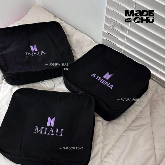 PERSONALIZED BTS LOGO LUGGAGE CUBE SET - BLACK